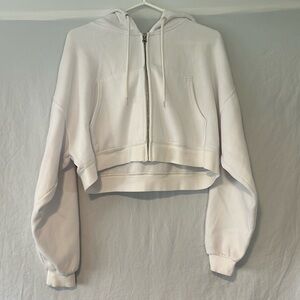 Urban Outfitters BDG Bright White Cropped Zip Up Hoodie Women’s Size S Small